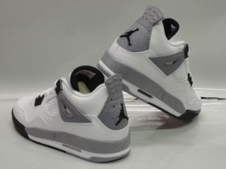 Nike Air Jordan 4 Retro White Grey Black Sneakers Kids Grade School