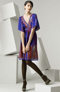 Anna Sui Border Print Silk Dress