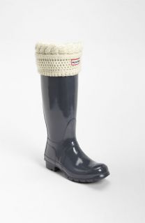Hunter Tall Gloss Rain Boot & Cable Knit Cuff Welly Socks