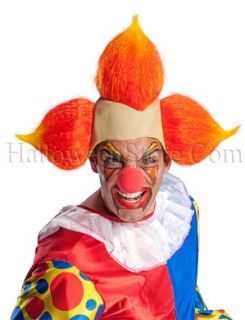 Evil Clown Wig Latex Headpiece Orange Yellow Flame Hair