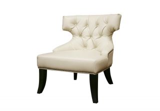 Tasya Off White Leather Modern Club Chair Contemporary