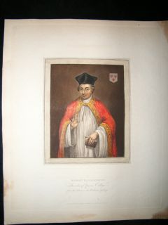  History of Oxford 1815 Hand Col Portrait Robert Egglesfield