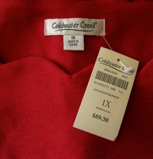 Coldwater Creek Long Red Scallop Neck Ponte Dress 1x Plus New Stretch