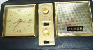 Vintage Aimor Travel Clock Radio Transistor Radio Works