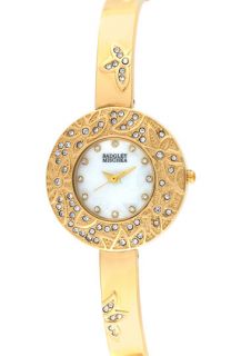 Badgley Mischka Etched Floral Bangle Watch