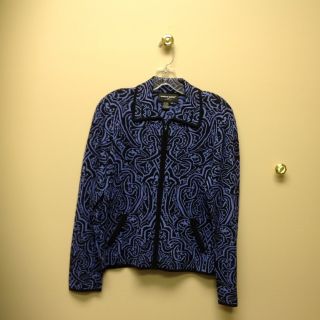 Colette Mordo Jacket Size Medium Blue And Black Zip Up Front