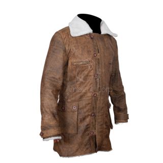  Jacket Genuine Cow Hide Leather Trench Coat Dark Knight Rises