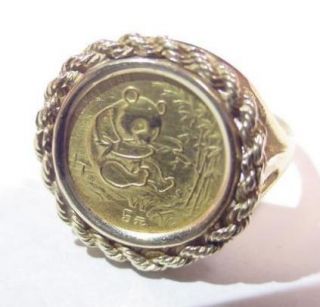 1994 999 Fine Gold Panda Coin 5 Yuan 14k Ring 4 1g Sz 6
