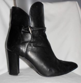 Colin Stuart Black Leather 10 M Womens Ankle Boots Pointy Booties