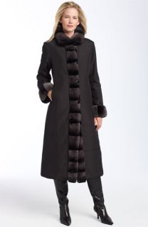 Collection Ellen Tracy Reversible Silk & Rabbit Fur Coat