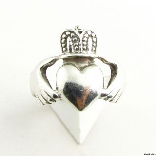 CLADDAGH RING   925 Sterling Silver Size 10.25 10.5 Irish Estate Mens