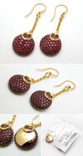 Gucci Horsebit Cocktail Pave Ruby Dangle Earrings Solid 18K Gold