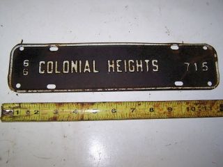 1966 Virginia Colonial Heights Car Tag License Plate