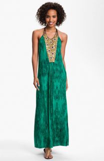 Tbags Los Angeles Embellished Panel Jersey Maxi Dress