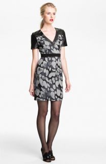 Tracy Reese Print Leather Trim Dress