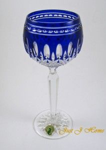 waterford clarendon cobalt blue wine hocks set of 2 nib