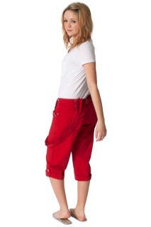 Womens 3 4 Length Bib Overalls Red Ladies Cotton Bib Summer Pants