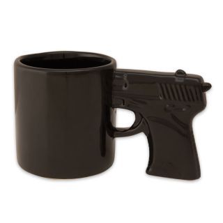 All Black Gun Mug Gag Gift Cup Holds 12 FL oz Coffee Tea