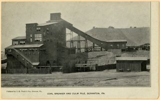 Postcard PC Anthracite Coal Breaker and Culm Pile Scranton PA pre 1907