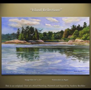 Maine Coast Art Island Reflections Painting Bechler