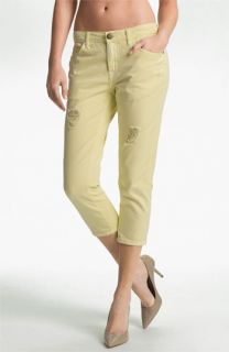 Current/Elliott The Skinny Boy Distressed Crop Jeans (Mellow Yellow)