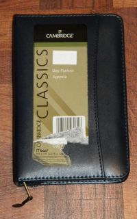 Mead Cambridge Classic Day Planner Agenda Blue Faux Leather Zippered