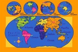  World Map 5x7 Area Rug Carpet Play Mat Great for Classroom