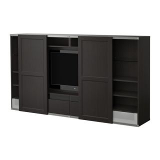 IKEA BESTA TV storage combo with sliding doors   black.brown