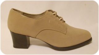 Womens Comfort Plus Tan Faux Suede Shoes Slip on Oxford Sz 7 Granny