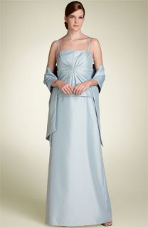Cachet Starburst Mock Two Piece Satin Gown with Stole
