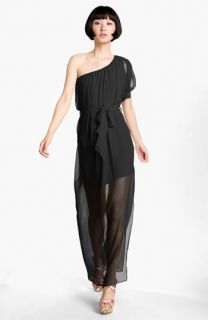 Abi Ferrin Dolce Sheer One Shoulder Silk Maxi Dress