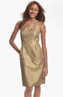 ML Monique Lhuillier Bridesmaids One Shoulder Metallic Woven Sheath Dress ( Exclusive)