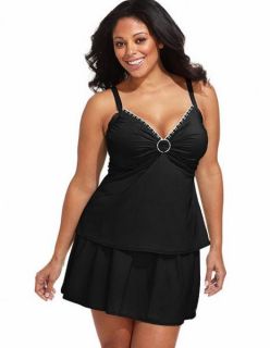 Coco Reef Black Lingerie Underwire Skirted Tankini Swimsuit Set 18W
