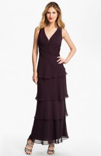 Alex Evenings Tiered Chiffon Gown (Petite)