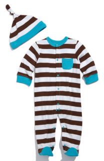 Offspring Stripe Footie & Hat Set (Infant)