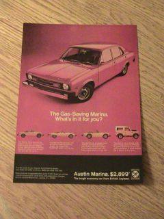  1974 Austin Marina Advertisement British Car Ad Red