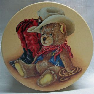 Adorable Cowboy Teddy Bear Collectible Tin L K