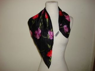 Elaine Gold Black Scarf Head Wrap Pink Red Flower New