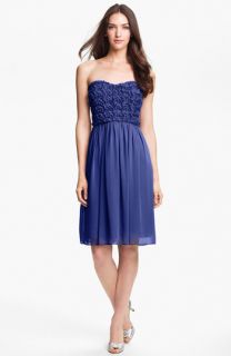 Calvin Klein Strapless Rosette Bodice Chiffon Dress (Online Exclusive)