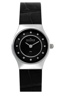 Skagen Round Leather Strap Watch