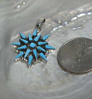 Zuni Turquoise Sterling Silver Cluster Star Pendant