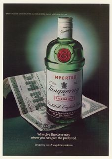 1980 Tanqueray Gin Bottle Preferred Common Stock Ad