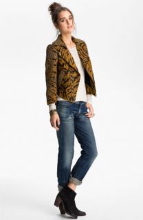 Free People Embellished Tiger Jacquard Biker Jacket