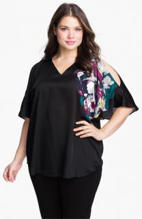 Kenneth Cole New York Placed Peony Cold Shoulder Top (Plus)