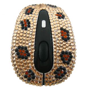 brand new limited edition gold leopard crystal rhinestone mouse makes