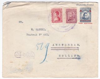Colombia to Holland Netherlands 1925 uprated Cover