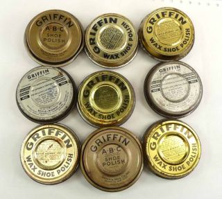 Collectible Cans of Griffin ABC Wax Shoe Polish Tins