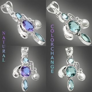 35cts COLOR CHANGE BLUE ALEXANDRITE TOPAZ 925 STERLING SILVER