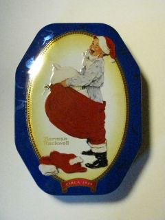COLLECTIBLE TIN LIDDED SNICKERS CANDY NORMAN ROCKWELL CHRISTMAS THEME