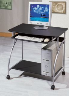 New Black Top Office Computer Desk w Roll Style